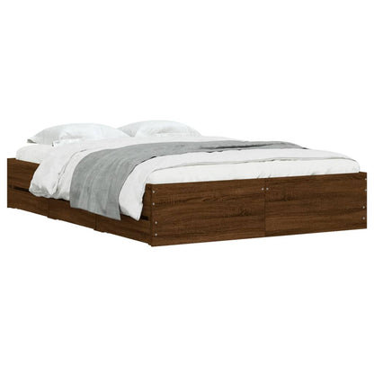 Giroletto Cassetti Rovere Marrone 135x190 cm Legno Multistrato | homemem39