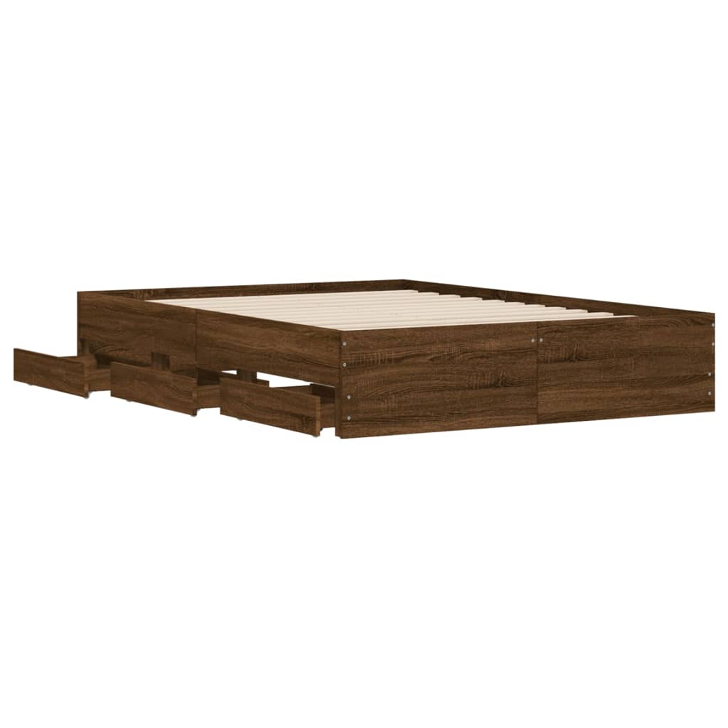 Giroletto Cassetti Rovere Marrone 135x190 cm Legno Multistrato | homemem39