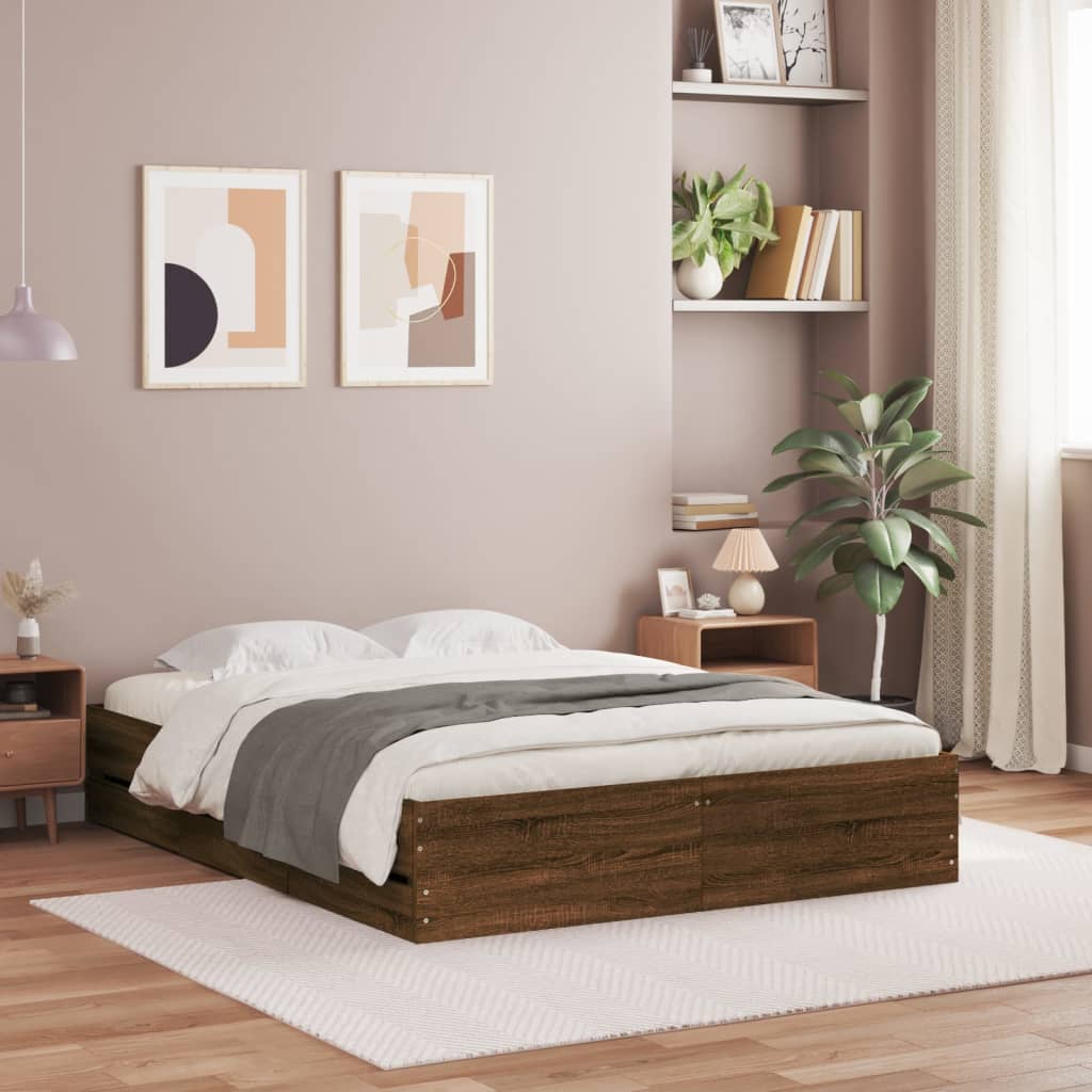 Giroletto Cassetti Rovere Marrone 135x190 cm Legno Multistrato | homemem39