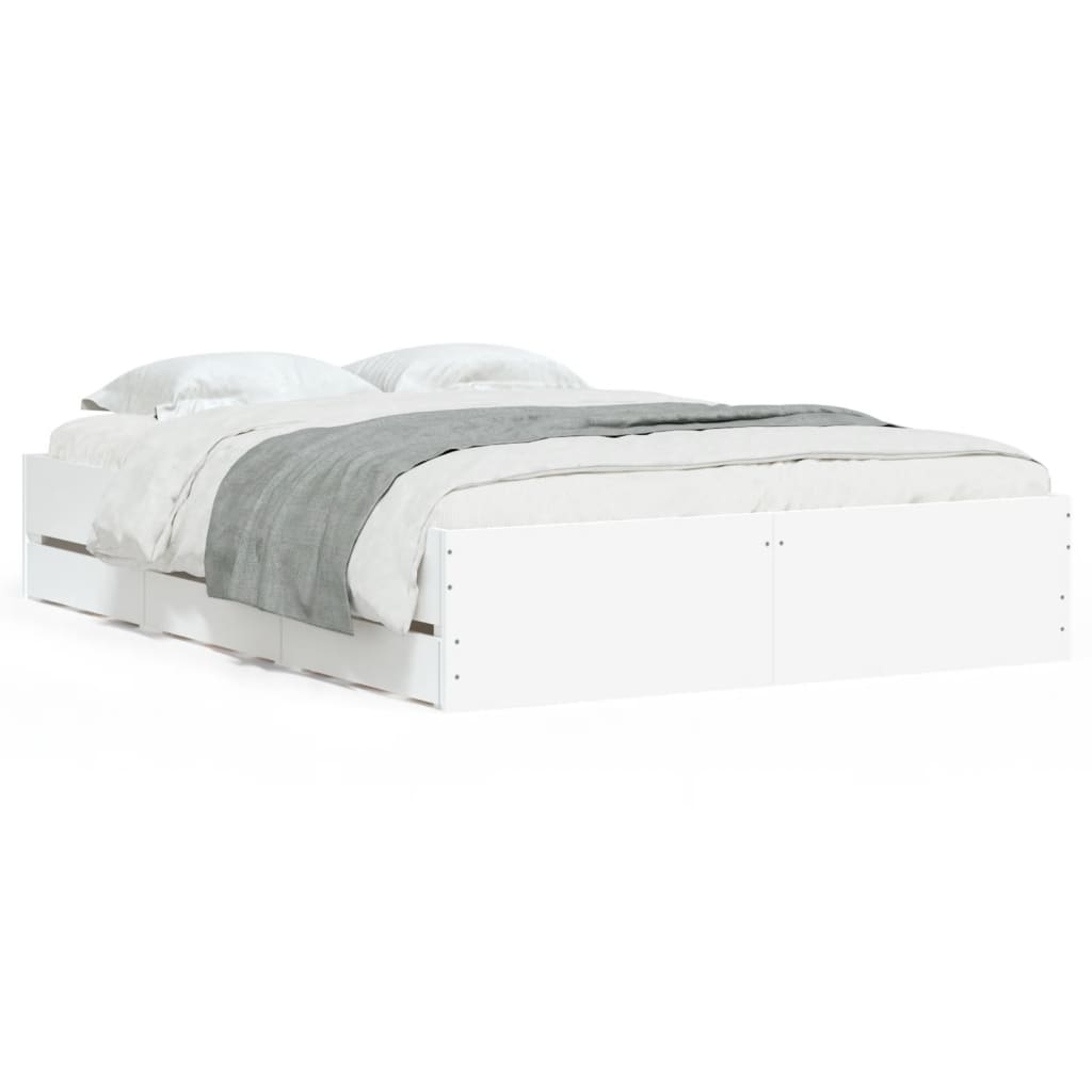 Giroletto con Cassetti Bianco 120x190 cm in Legno Multistrato | homemem39