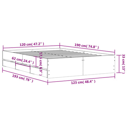 Giroletto con Cassetti Bianco 120x190 cm in Legno Multistrato | homemem39