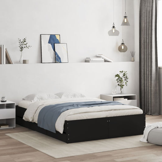 Giroletto con Cassetti Nero 120x190 cm in Legno Multistrato | homemem39