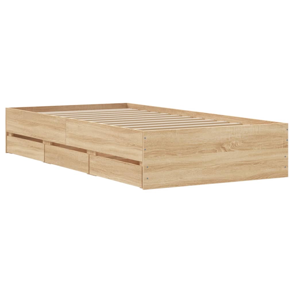 Giroletto Cassetti Rovere Sonoma 90x190 cm Legno Multistrato | homemem39