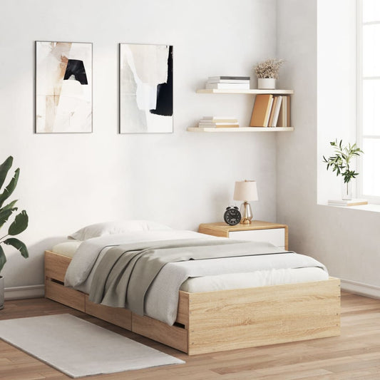 Giroletto Cassetti Rovere Sonoma 90x190 cm Legno Multistrato | homemem39
