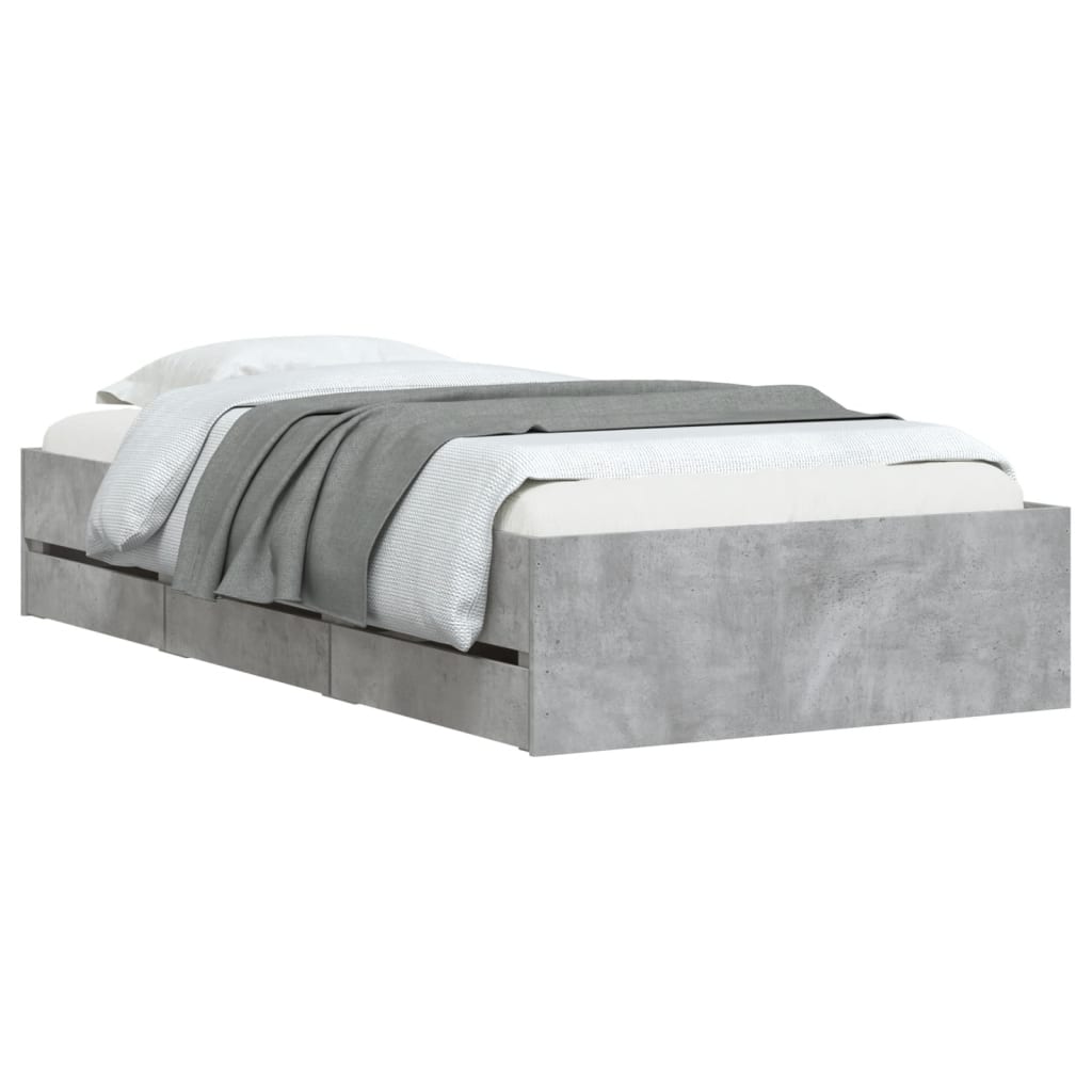 Giroletto Cassetti Grigio Cemento 90x190 cm Legno Multistrato | homemem39