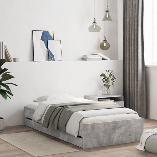 Giroletto Cassetti Grigio Cemento 90x190 cm Legno Multistrato | homemem39