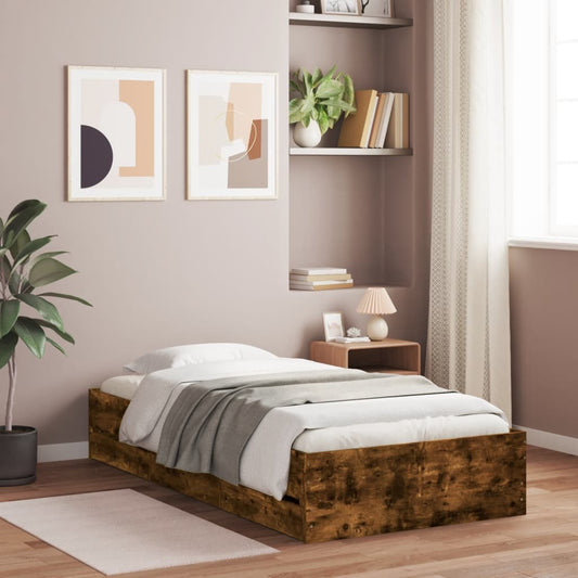 Giroletto con Cassetti Rovere Fumo 90x190 cm Legno Multistrato | homemem39