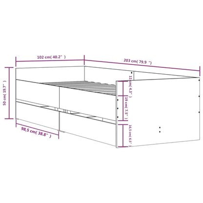 Giroletto con Cassetti Rovere Fumo 100x200 cm | homemem39