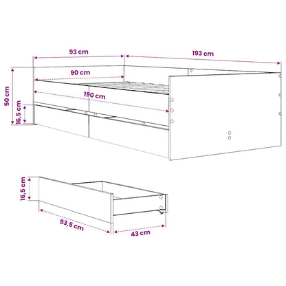 Giroletto con Cassetti Grigio Cemento 90x190 cm | homemem39