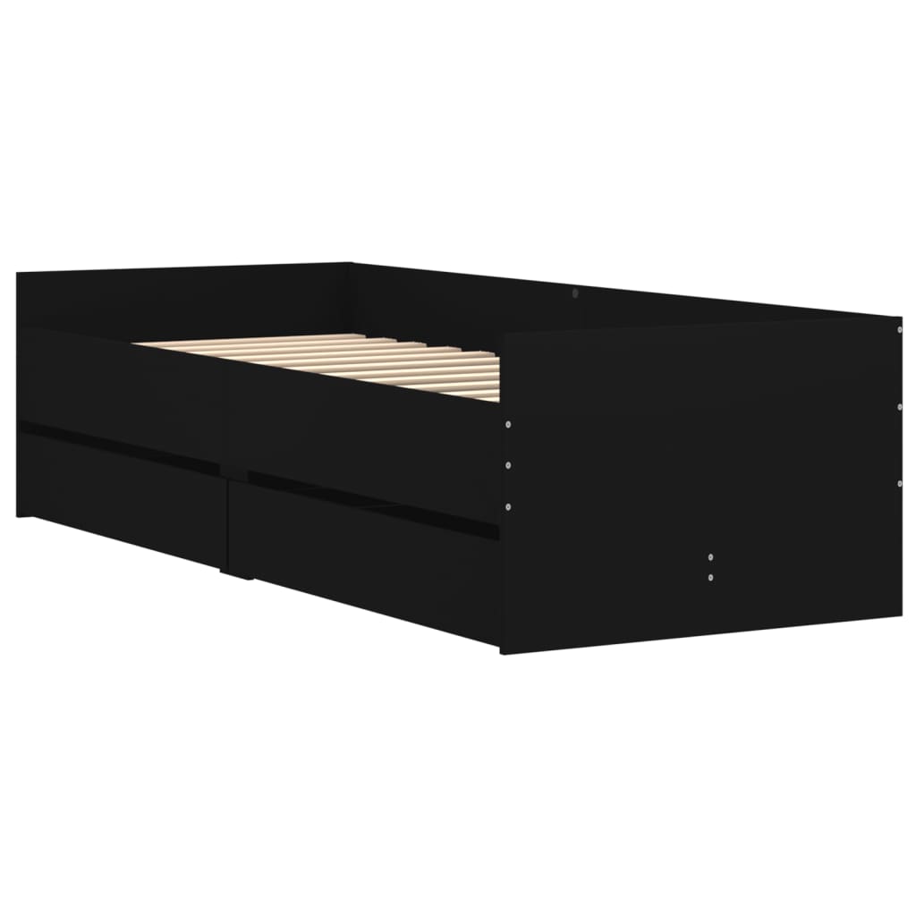Giroletto Nero con Cassetti 75x190 cm Small Single | homemem39