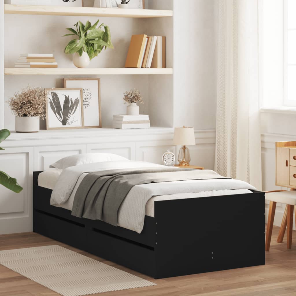 Giroletto Nero con Cassetti 75x190 cm Small Single | homemem39