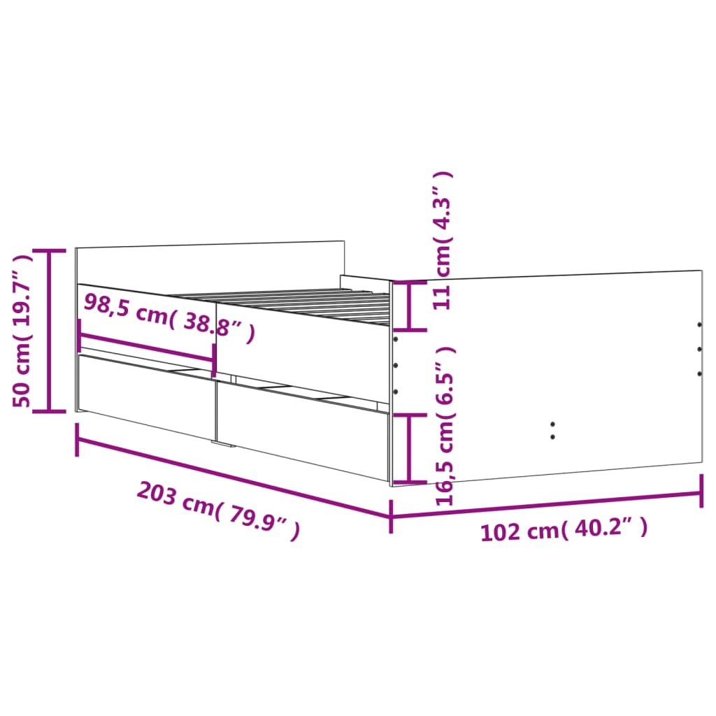 Giroletto con Cassetti Grigio Cemento 100x200 cm | homemem39