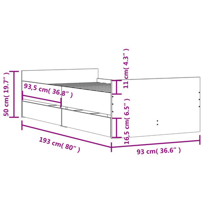 Giroletto con Cassetti Rovere Sonoma 90x190 cm | homemem39