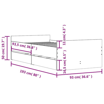 Giroletto con Cassetti Grigio Cemento 90x190 cm | homemem39