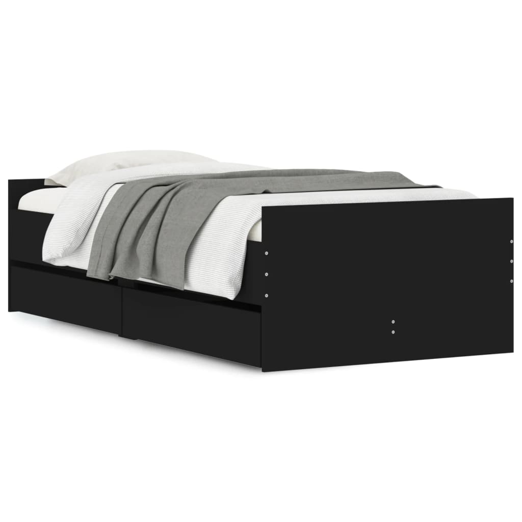 Giroletto Nero con Cassetti 75x190 cm Small Single | homemem39