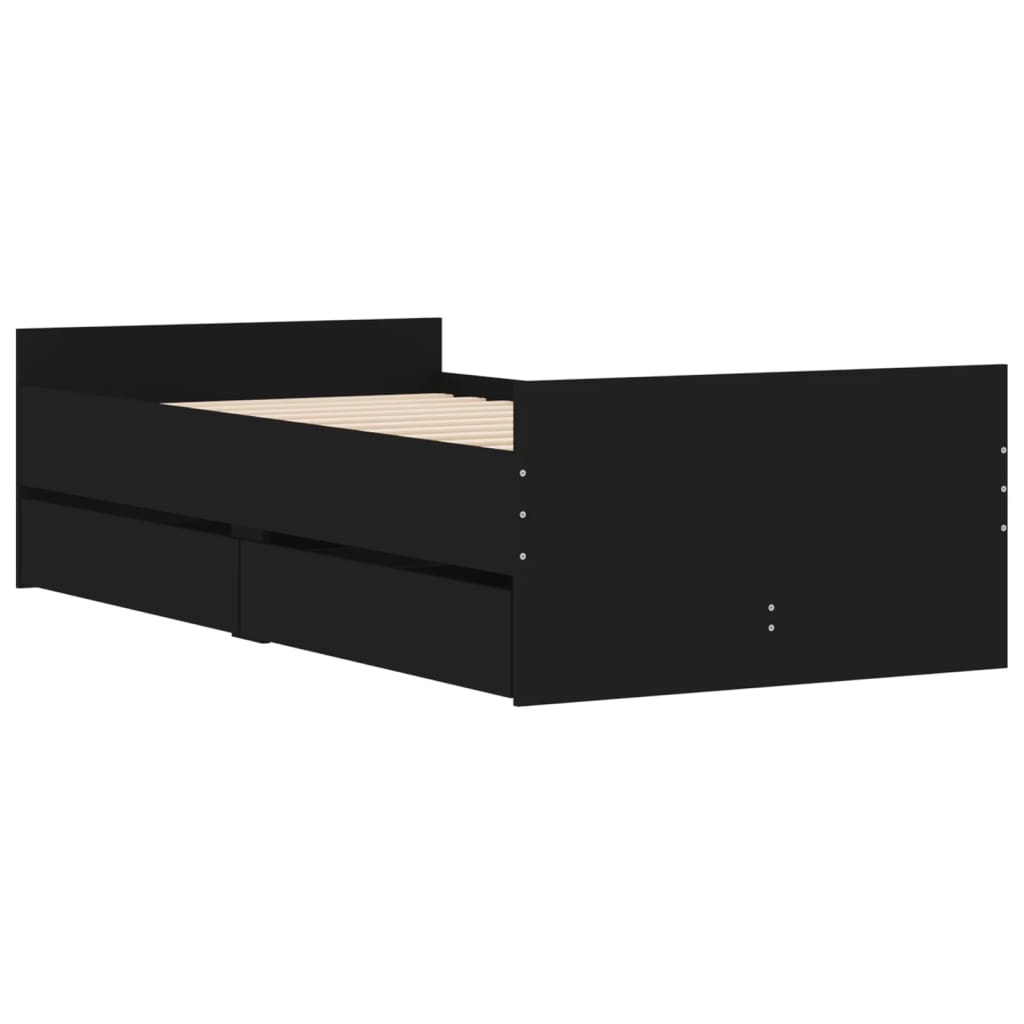 Giroletto Nero con Cassetti 75x190 cm Small Single | homemem39