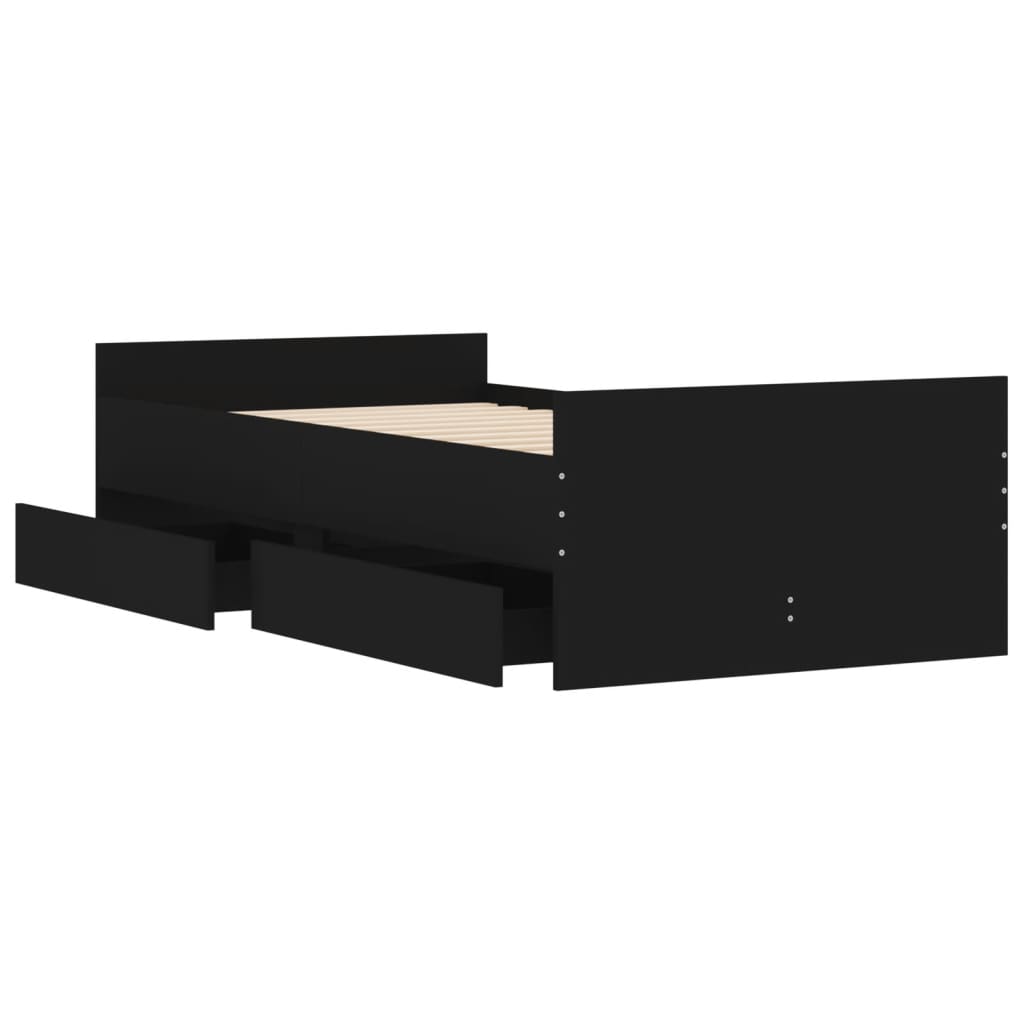 Giroletto Nero con Cassetti 75x190 cm Small Single | homemem39