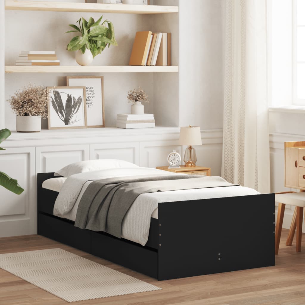 Giroletto Nero con Cassetti 75x190 cm Small Single | homemem39