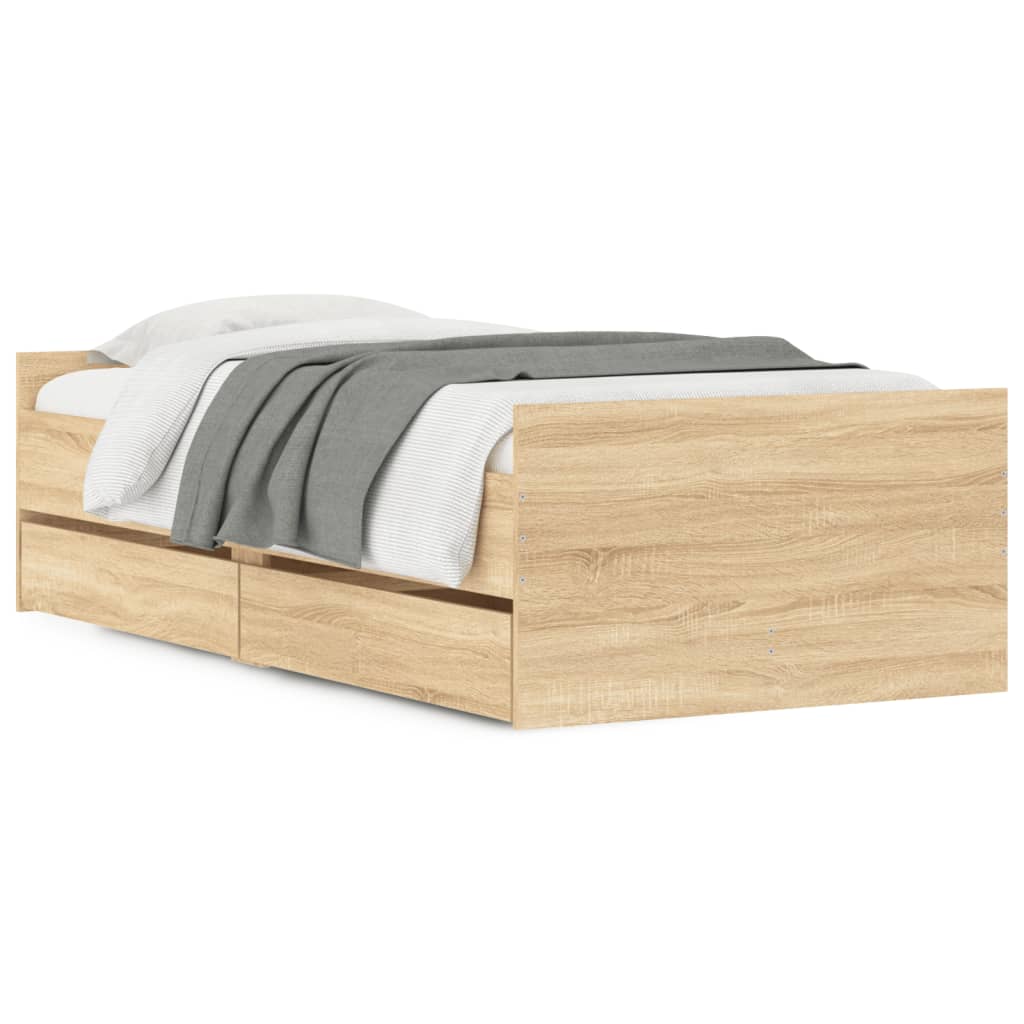 Giroletto con Cassetti Rovere Sonoma 75x190 cm Small Single | homemem39