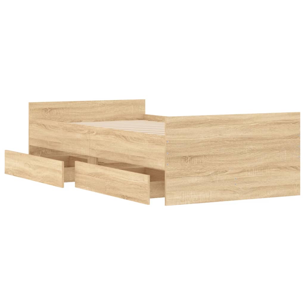 Giroletto con Cassetti Rovere Sonoma 75x190 cm Small Single | homemem39