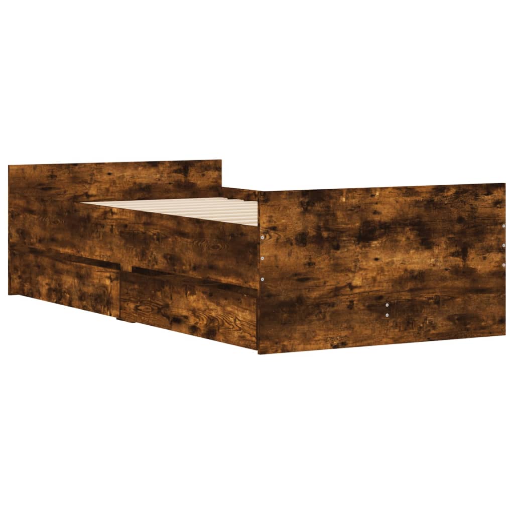 Giroletto con Cassetti Rovere Fumo 75x190 cm Small Single | homemem39
