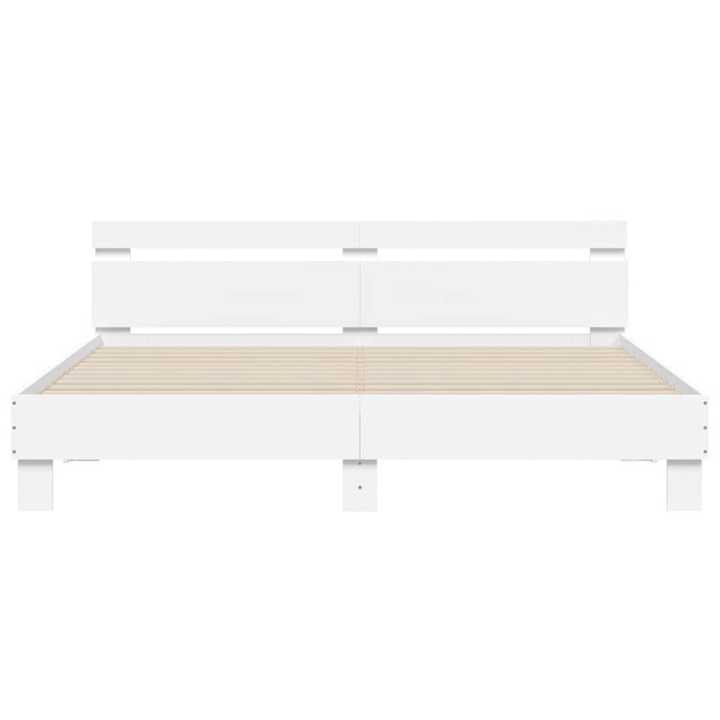 Giroletto con Testiera Bianco 200x200 cm in Legno Multistrato
