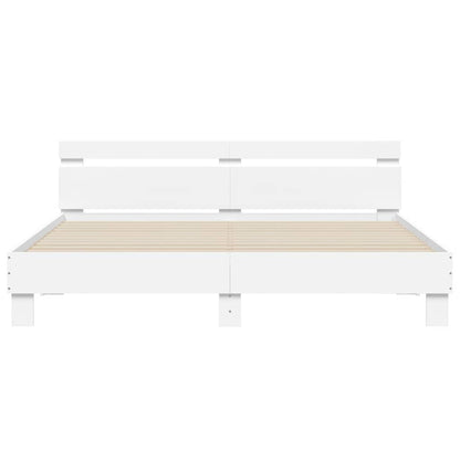 Giroletto con Testiera Bianco 200x200 cm in Legno Multistrato