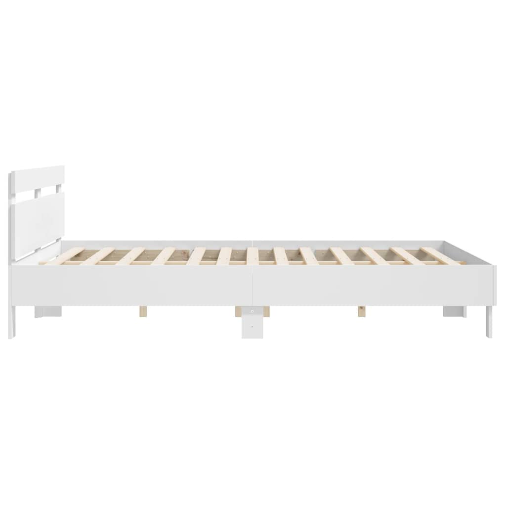 Giroletto con Testiera Bianco 200x200 cm in Legno Multistrato