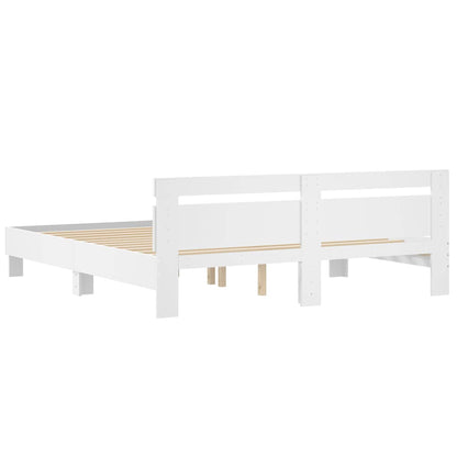 Giroletto con Testiera Bianco 200x200 cm in Legno Multistrato