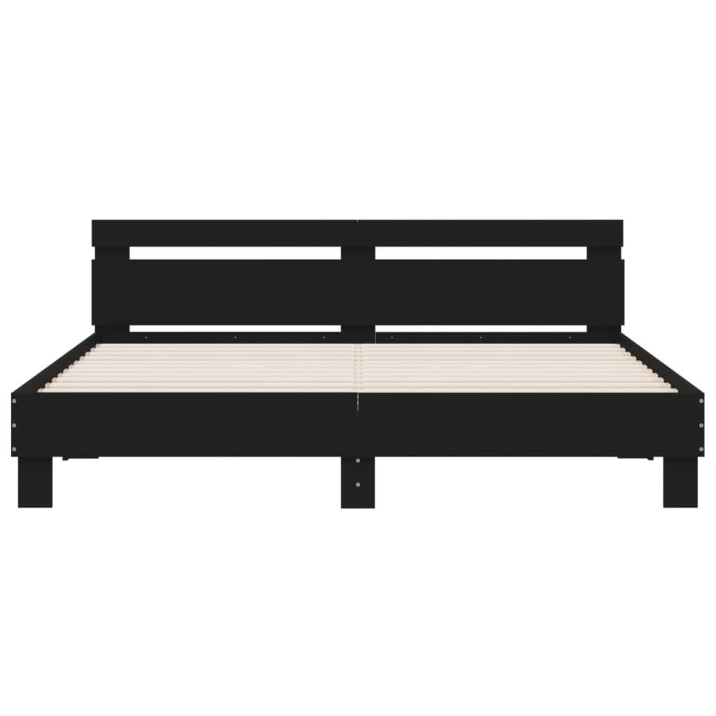 Giroletto con Testiera Nero 200x200 cm in Legno Multistrato | homemem39
