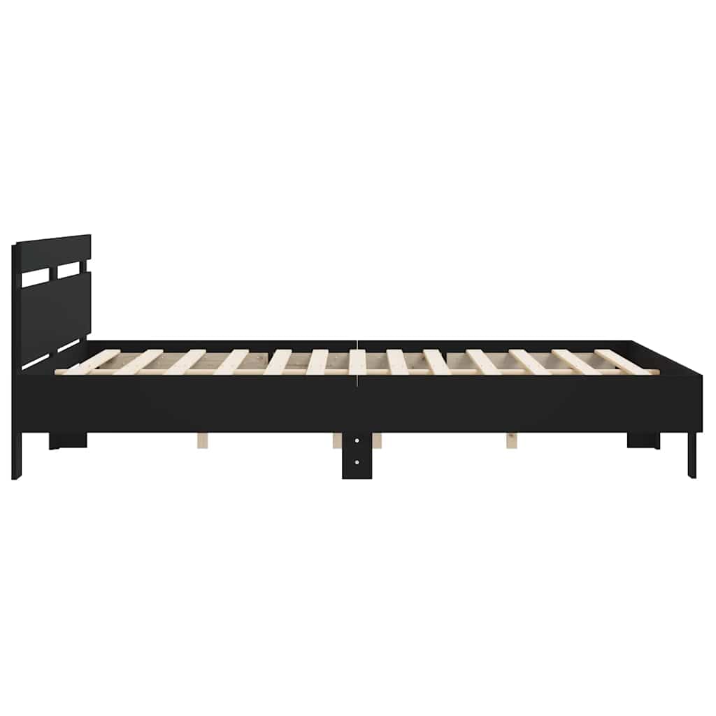 Giroletto con Testiera Nero 200x200 cm in Legno Multistrato