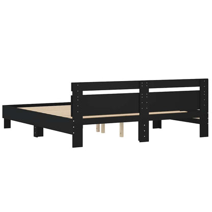 Giroletto con Testiera Nero 200x200 cm in Legno Multistrato