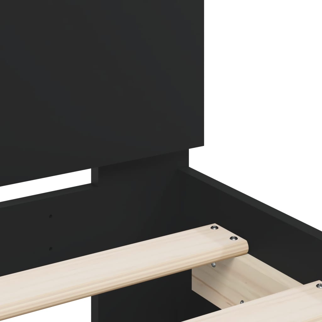 Giroletto con Testiera Nero 200x200 cm in Legno Multistrato | homemem39