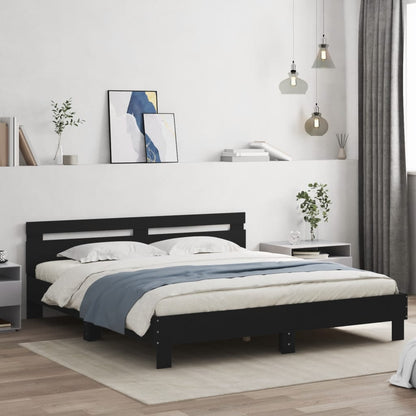 Giroletto con Testiera Nero 200x200 cm in Legno Multistrato | homemem39