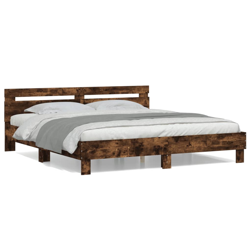 Giroletto con Testiera Rovere Fumo 200x200 cm Legno Multistrato | homemem39