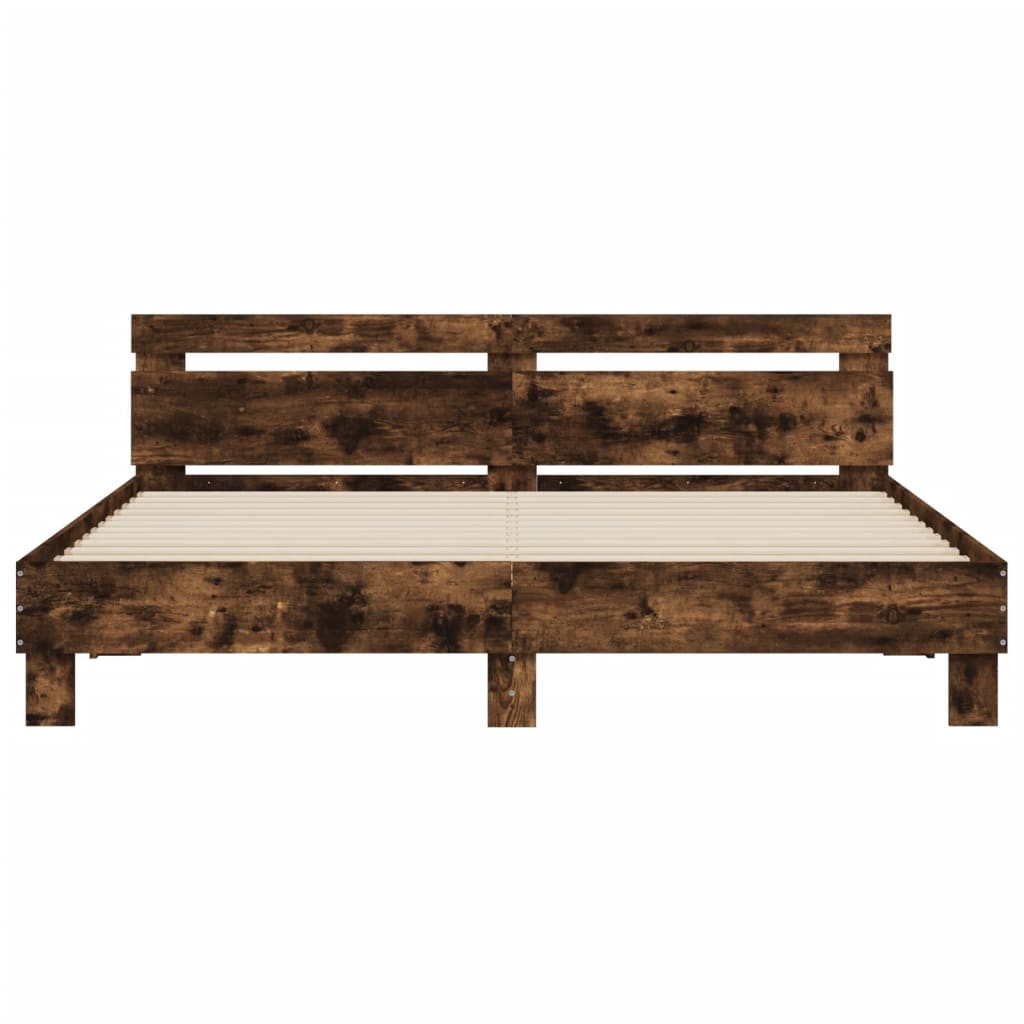 Giroletto con Testiera Rovere Fumo 200x200 cm Legno Multistrato | homemem39