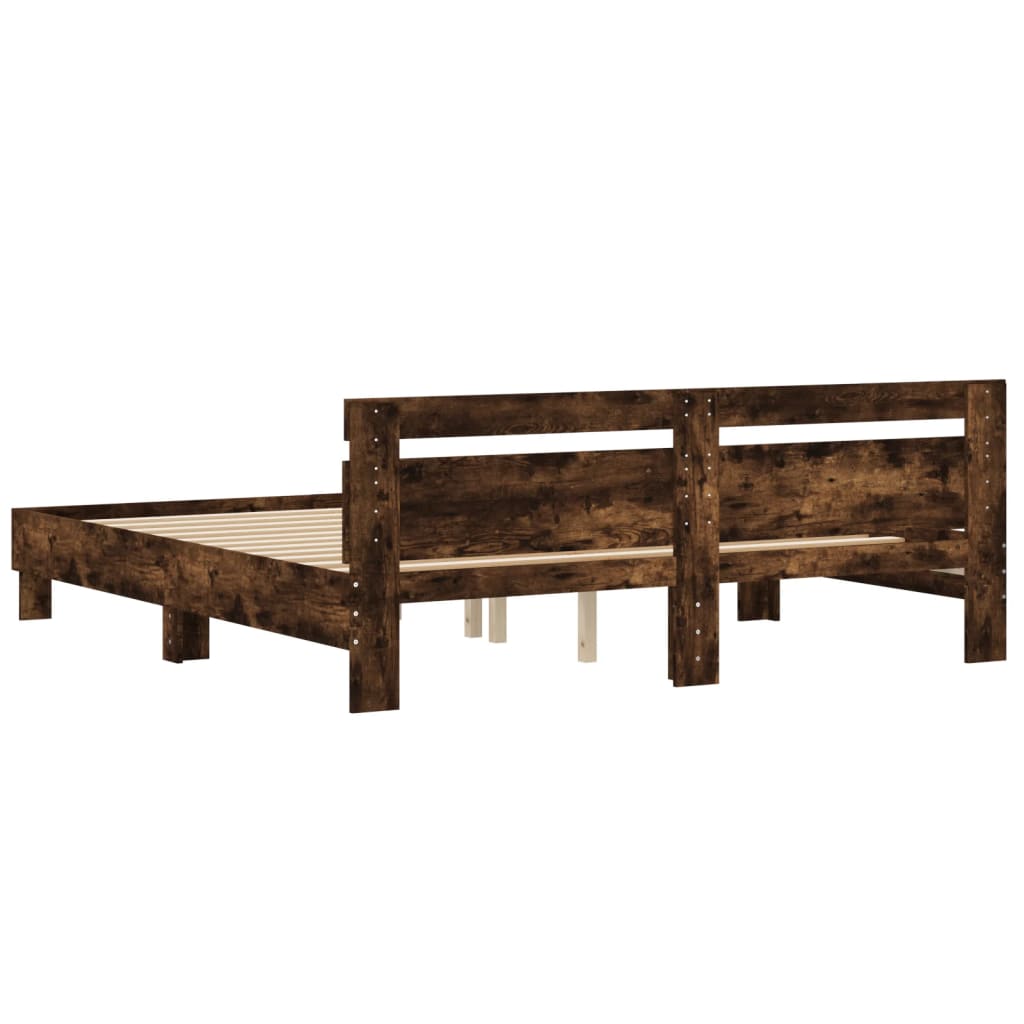 Giroletto con Testiera Rovere Fumo 200x200 cm Legno Multistrato | homemem39