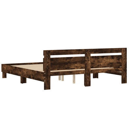 Giroletto con Testiera Rovere Fumo 200x200 cm Legno Multistrato | homemem39