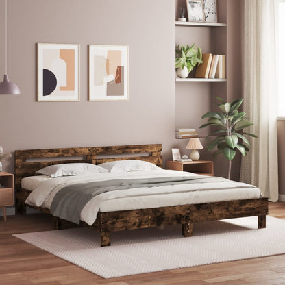 Giroletto con Testiera Rovere Fumo 200x200 cm Legno Multistrato | homemem39