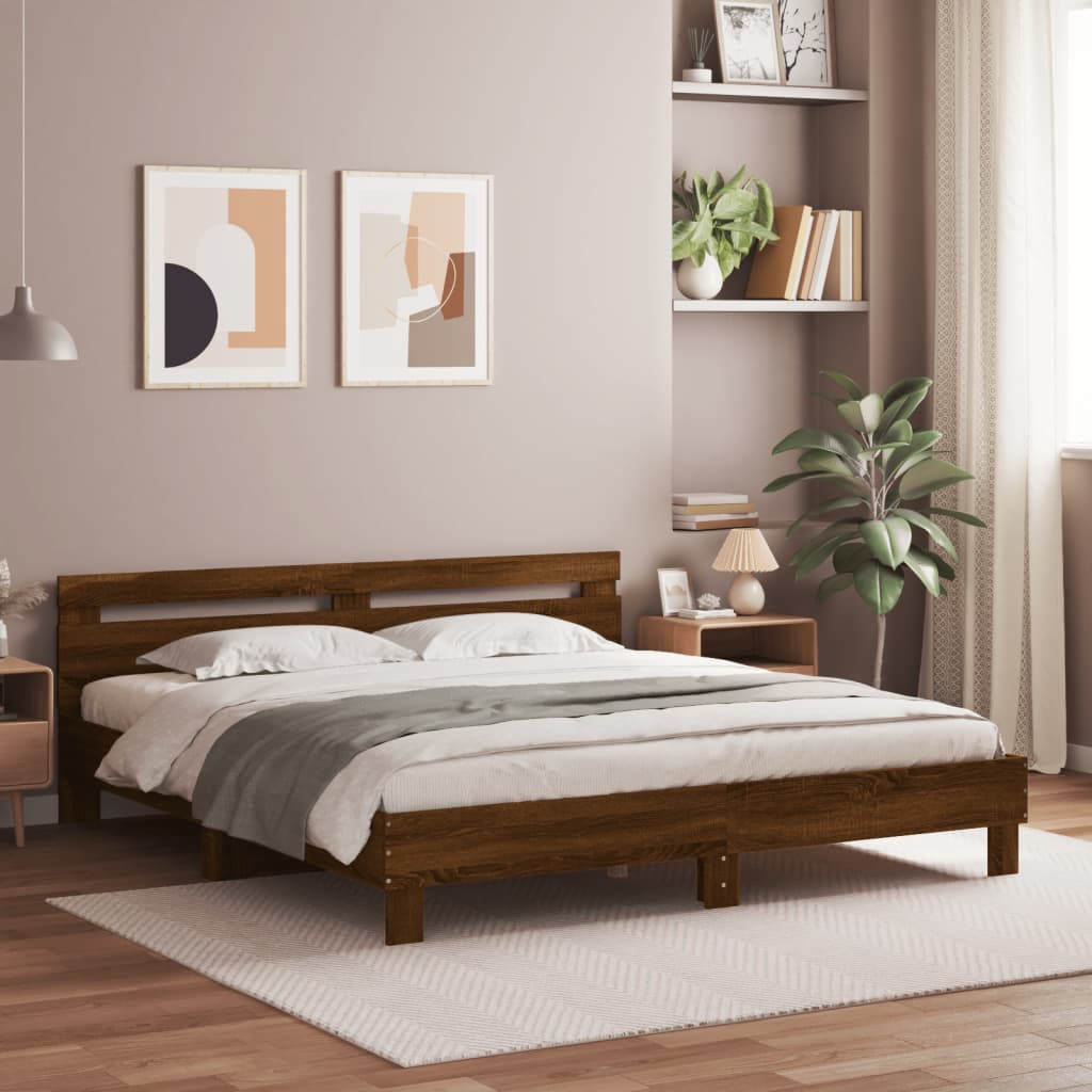 Giroletto Testiera Rovere Marrone 200x200 cm Legno Multistrato | homemem39