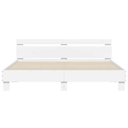 Giroletto con Testiera Bianco 180x200 cm in Legno Multistrato