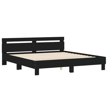 Giroletto con Testiera Nero 180x200 cm in Legno Multistrato | homemem39