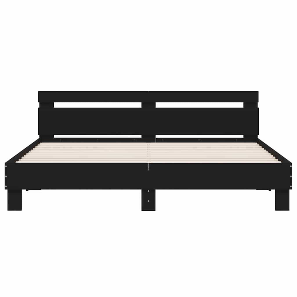 Giroletto con Testiera Nero 180x200 cm in Legno Multistrato | homemem39