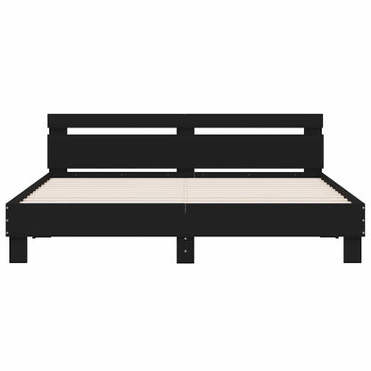 Giroletto con Testiera Nero 180x200 cm in Legno Multistrato | homemem39
