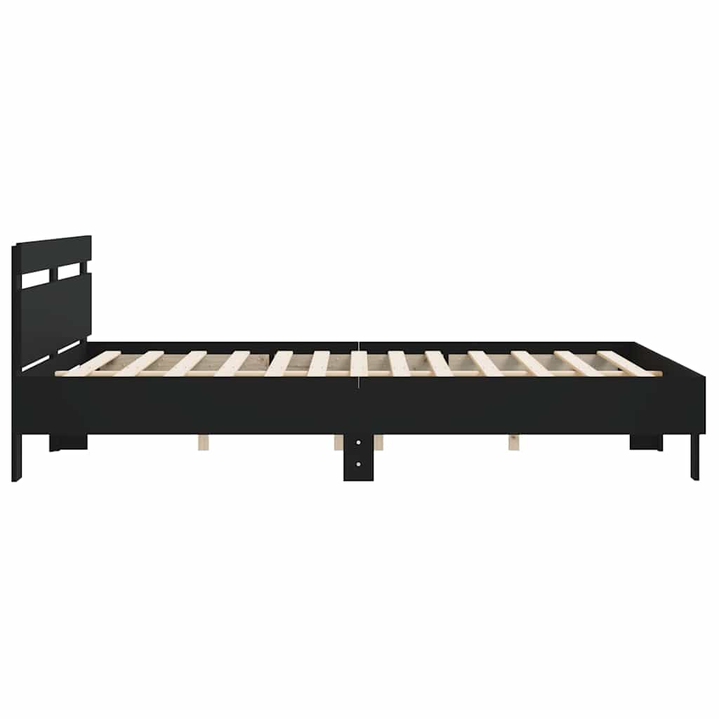 Giroletto con Testiera Nero 180x200 cm in Legno Multistrato | homemem39