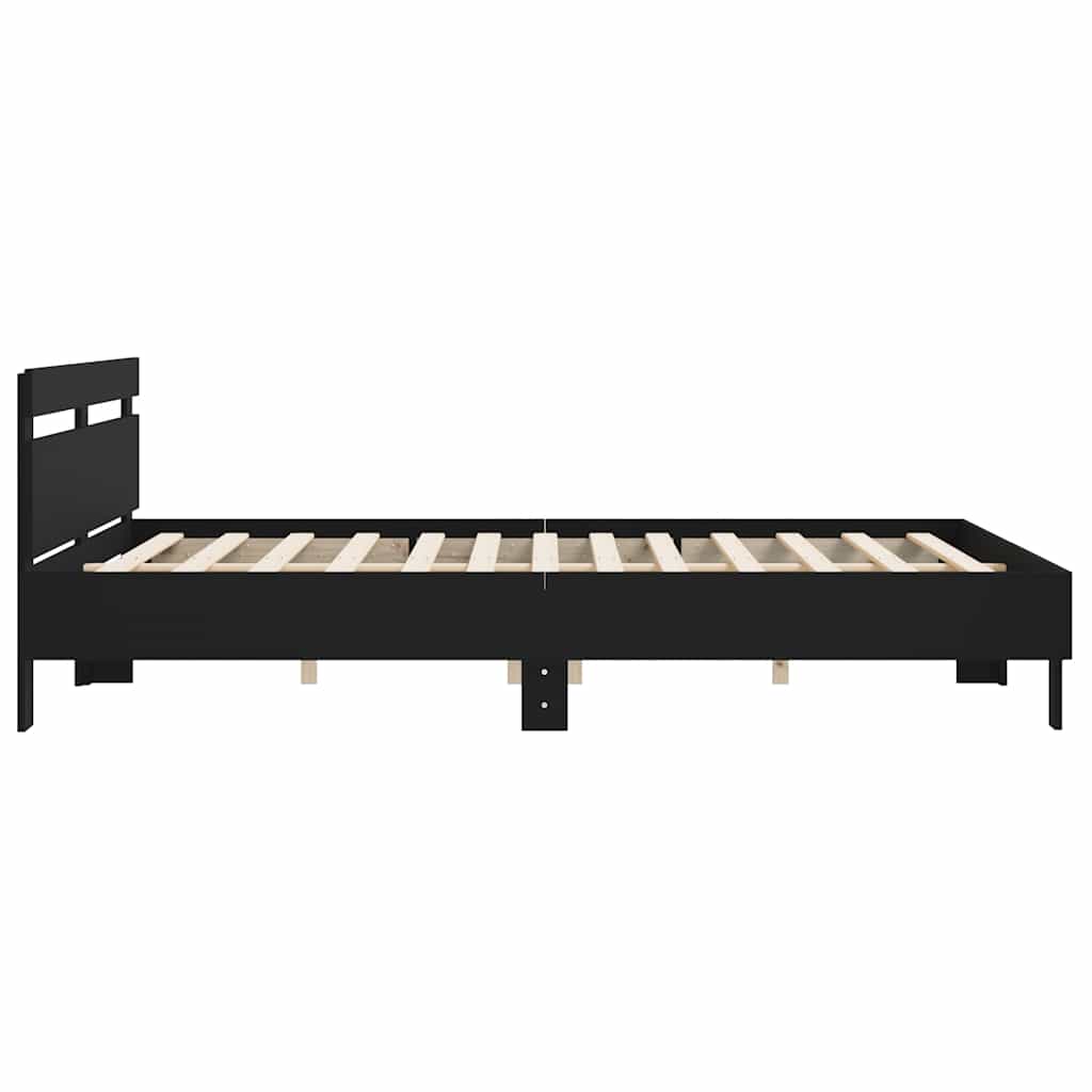 Giroletto con Testiera Nero 180x200 cm in Legno Multistrato