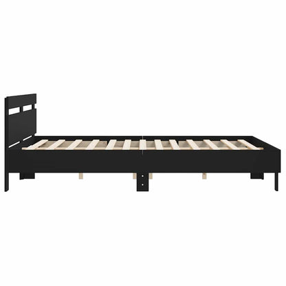 Giroletto con Testiera Nero 180x200 cm in Legno Multistrato