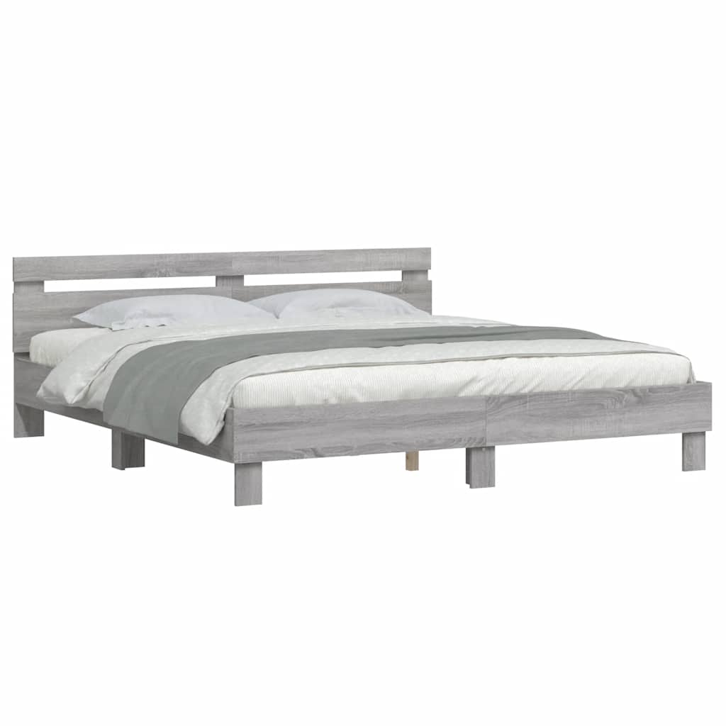 Giroletto Testiera Grigio Sonoma 180x200 cm Legno Multistrato