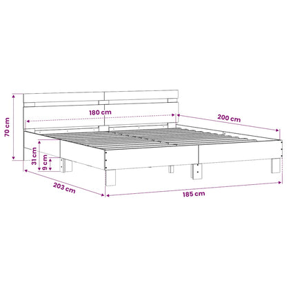 Giroletto Testiera Grigio Sonoma 180x200 cm Legno Multistrato