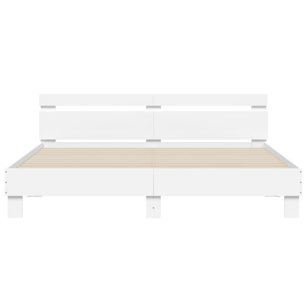 Giroletto con Testiera Bianco 160x200 cm in Legno Multistrato